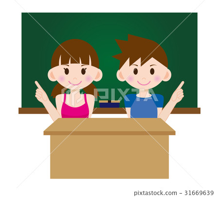 例證小學學生男孩和女孩黑板B 01 31669639