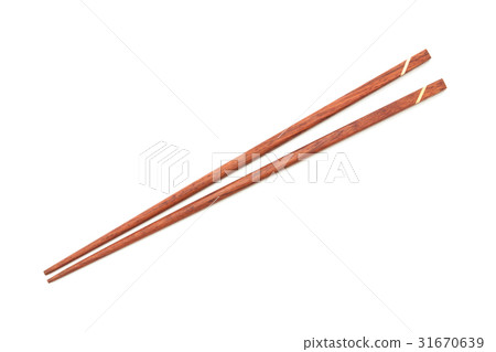 Wooden chopsticks on white background. 31670639