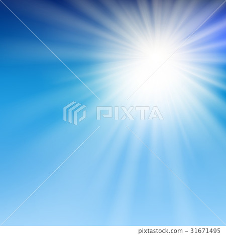summer sun light in the blue sky. Vector 31671495