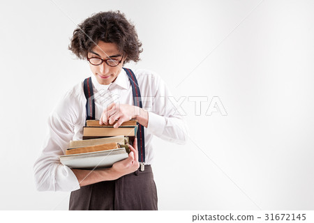 Male bookworm is ready to read 31672145