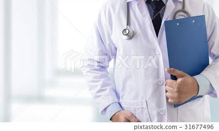 doctor  workhard patient and notes copy space 31677496