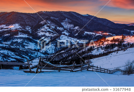 epic red sunrise in Carpathian countryside epic red sunrise in Carpathian countryside 31677948