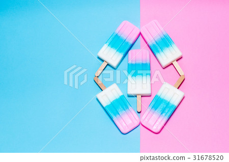 ice-cream on pink and blue background ice-cream on pink and blue background 31678520