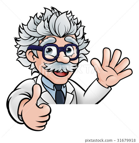 Scientist Cartoon Character Sign Thumbs Up 31679918