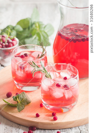 Refreshing drink with cranberries 31680266