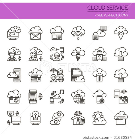 Cloud Service , Thin Line and Pixel Perfect Icons. - Stock Illustration ...
