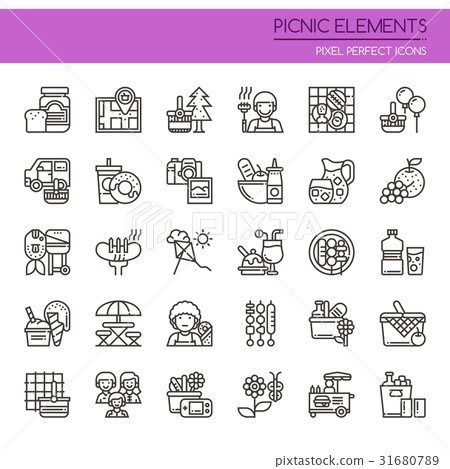 Picnic Elements - Stock Illustration [31680789] - PIXTA