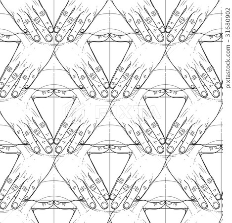 Graphic hands in the shape of triangle 31680902