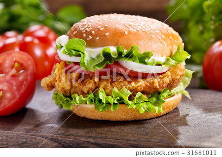chicken burger with vegetables chicken burger with vegetables 31681011