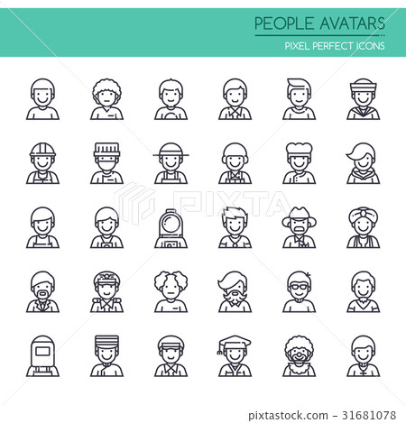 People Avatars , Thin Line and Pixel Perfect Icons People Avatars , Thin Line and Pixel Perfect Icons 31681078
