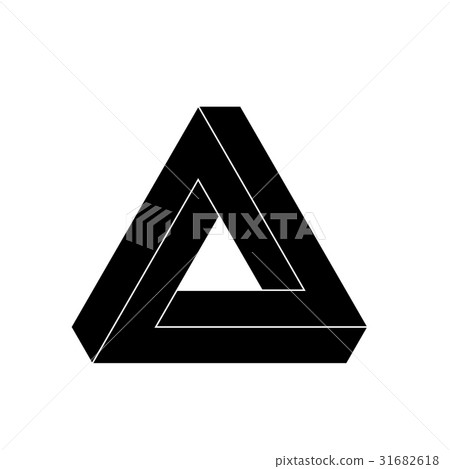 Penrose triangle icon. Geometric 3D object optical Penrose triangle icon. Geometric 3D object optical 31682618