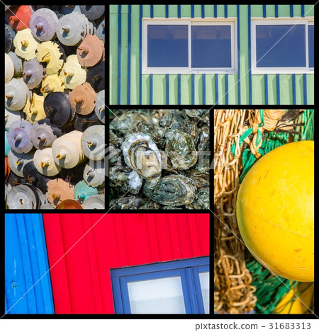 Photo collage sea, beach and boat concept 31683313