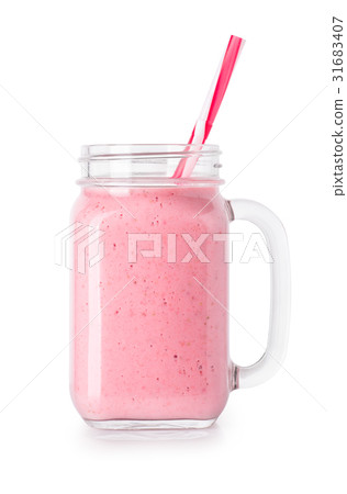 smoothie with straw in mason jar 31683407