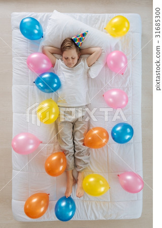 Cheerful delighted girl being surrounded by Cheerful delighted girl being surrounded by 31685300