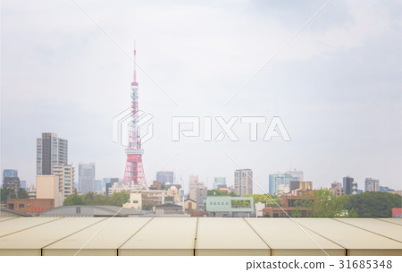 Wooden counter for display with Tokyo City Wooden counter for display with Tokyo City 31685348