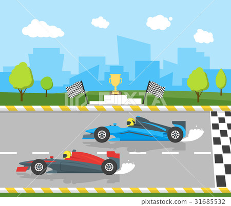 图库插图 cartoon car racing sport professional competition