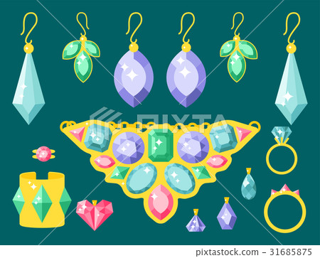 Vector jewelry items gold elegance gemstones 31685875