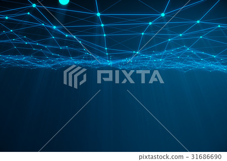 Abstract 3d rendering of chaotic structure. Light 31686690