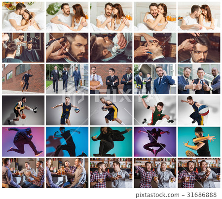 Collage about one day of life of young man 31686888