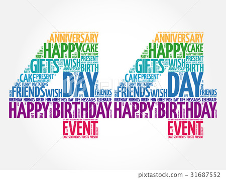 Happy 44th birthday word cloud Happy 44th birthday word cloud 31687552
