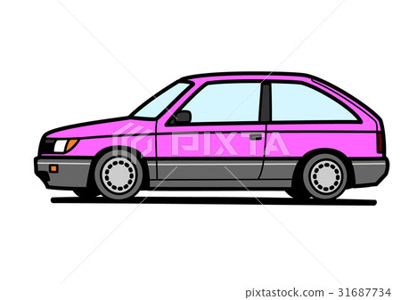 80年代風格的國產兩廂車粉紅色 80年代風格的國產兩廂車粉紅色 31687734