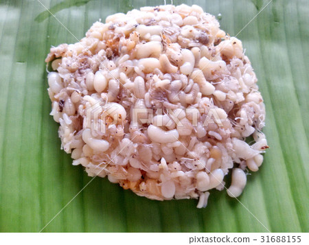 Ants egg on banana leaf. Thailand local food. 31688155