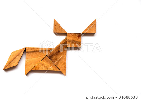 Wooden tangram puzzle in buffalo shape 31688538