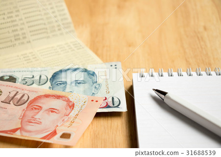Bank passbook with Singapore dollar and book 31688539