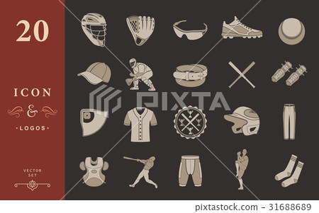 Set of icons of baseball 31688689