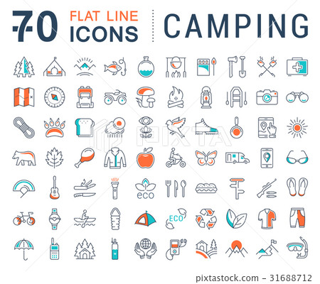 Set Vector Flat Line Icons Camping 31688712