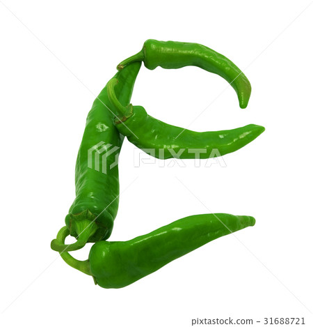 Letter E composed of green peppers Letter E composed of green peppers 31688721