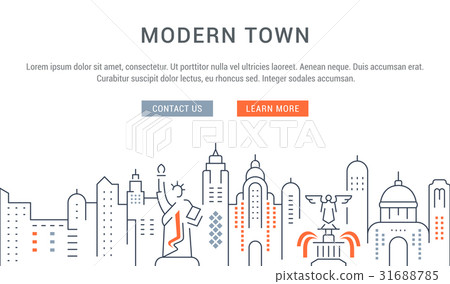 Website Banner and Landing Page Modern Town 31688785