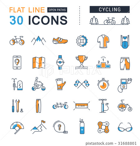 Set Vector Flat Line Icons Cycling - Stock Illustration [31688801] - PIXTA