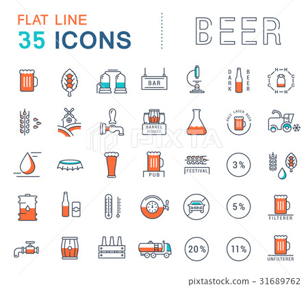 Set Vector Flat Line Icons Beer - Stock Illustration [31689762] - PIXTA