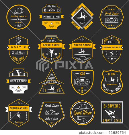 Vector Set of Badges, Logos and Sign Break Dance Vector Set of Badges, Logos and Sign Break Dance 31689764