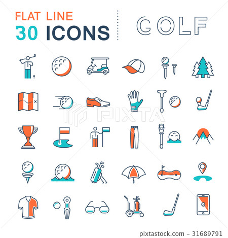 Set Vector Flat Line Icons Golf 31689791