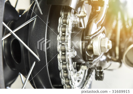close up of motorcycle rear drive chain close up of motorcycle rear drive chain 31689915