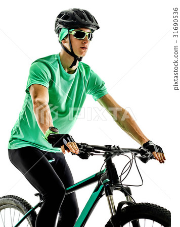 tenager boy mountain bike bking isolated shadows tenager boy mountain bike bking isolated shadows 31690536