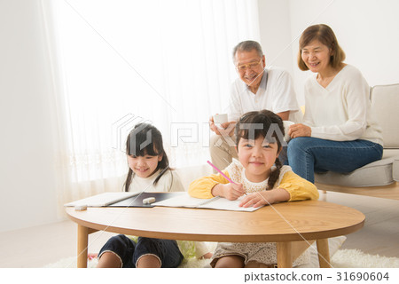 Senior grandchild family studying child study image 31690604