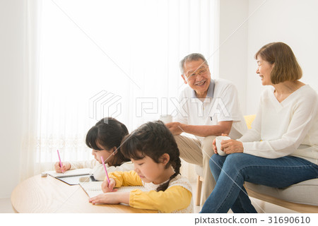 Senior grandchild family studying child study image 31690610