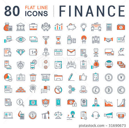 Set Vector Flat Line Icons Finance 31690673