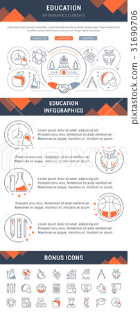 Line and Flat Infographics of Education 31690706