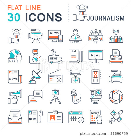 Set Vector Flat Line Icons Journalism 31690769
