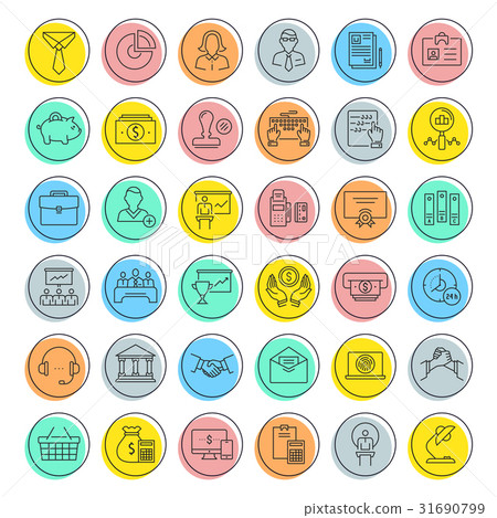 Set Vector Flat Line Icons Business and Finance - Stock Illustration ...