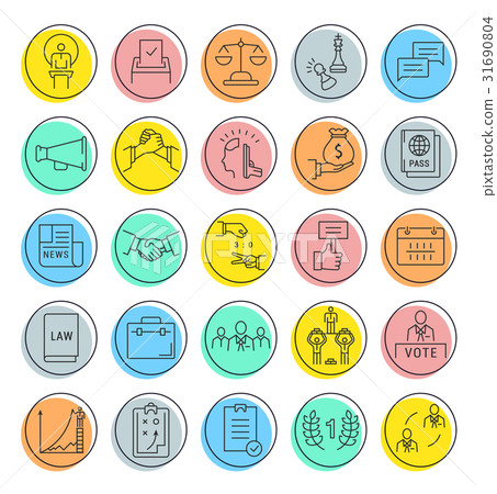 Set Vector Flat Line Icons Elections - Stock Illustration [31690804 ...