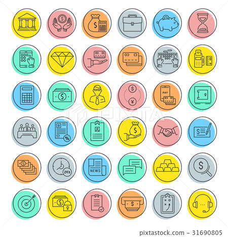 Set Vector Flat Line Icons Finance - Stock Illustration [31690805] - PIXTA