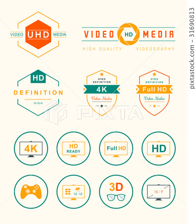 Set Icons and Badges TV and Video 31690813