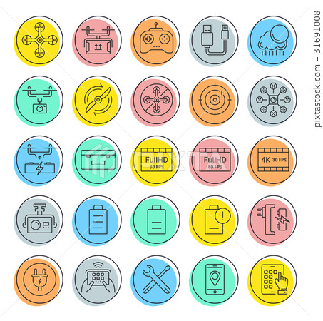Set Vector Flat Line Icons Drones - Stock Illustration [31691008] - PIXTA