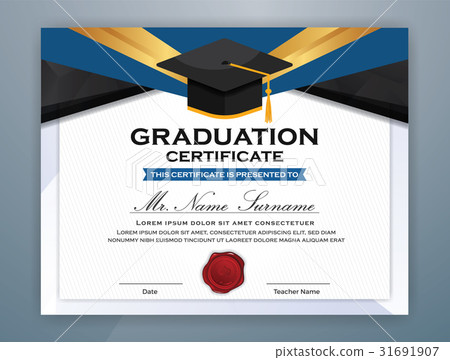 High School Diploma Certificate Template Design - Stock Illustration  [31691907] - PIXTA