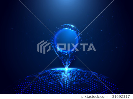 Location pin in planet earth form of a starry sky. 31692317